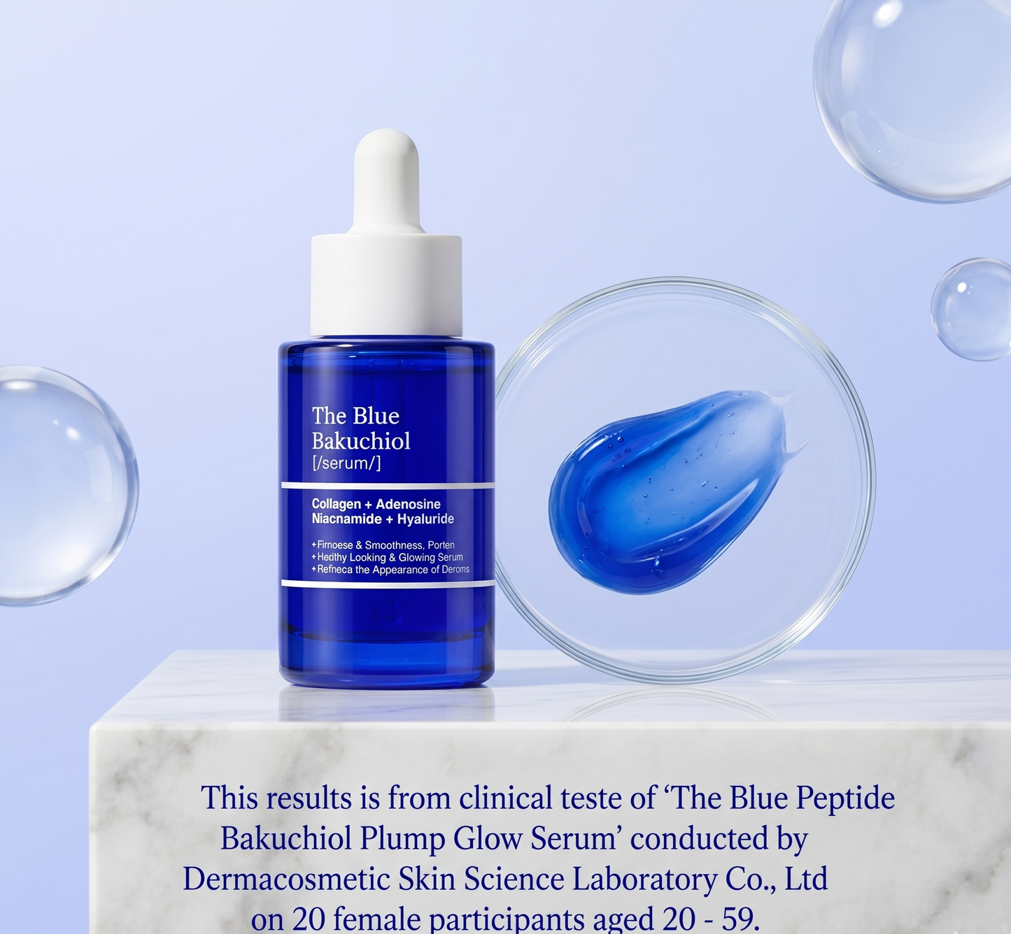 The Blue Peptide Bakuchiol Plump Glow Serum - Reduce Wrinkles, Firm & Plump Skin Fast